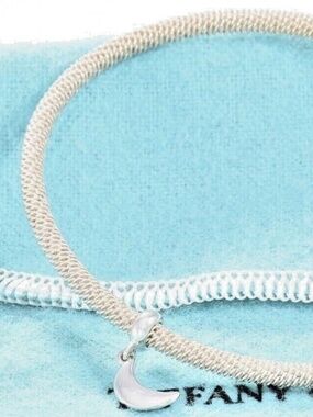 Tiffany & Co. Sterling Silver Half Moon Charm Mesh Cuff Bracelet